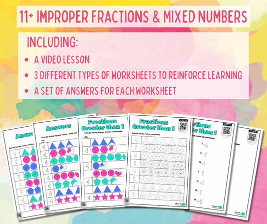 11+ Improper Fractions & Mixed Numbers