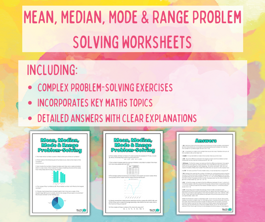 Mean, Median, Mode & Range Problem Solving Worksheets